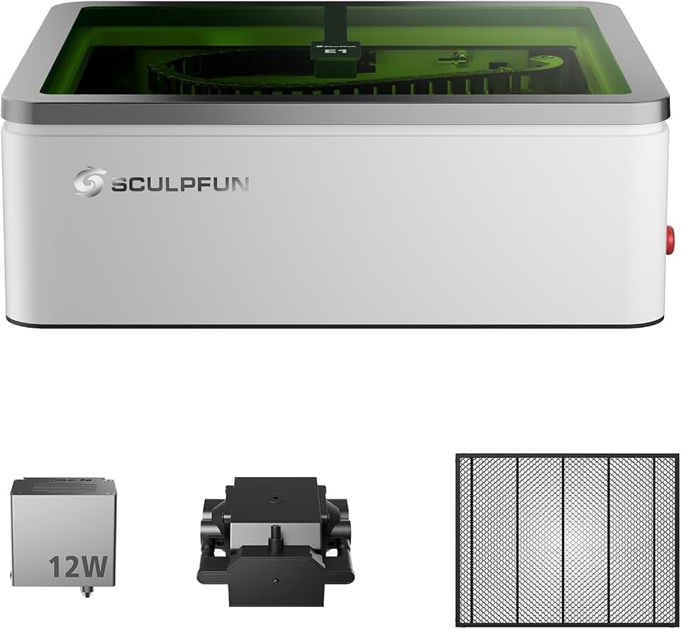 SCULPFUN E1 12W Laser Graviermaschine, Klasse 1 Geschlossene Lasermaschine