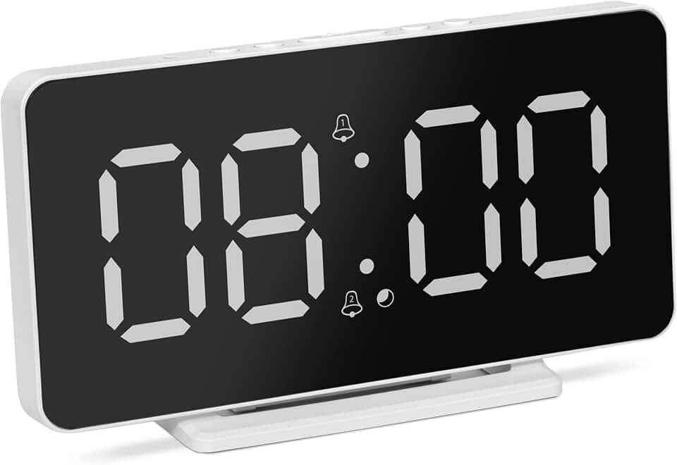 TechniSat Viola AC-1 - Digitaler Wecker mit 4,5 Zoll großem LCD Display | Anzeige von Uhrzeit, Datum & Temperatur, dimmbar in 3 Stufen, 2 Weckzeiten, Snooze, USB Ladeanschluss & Backup Batterie