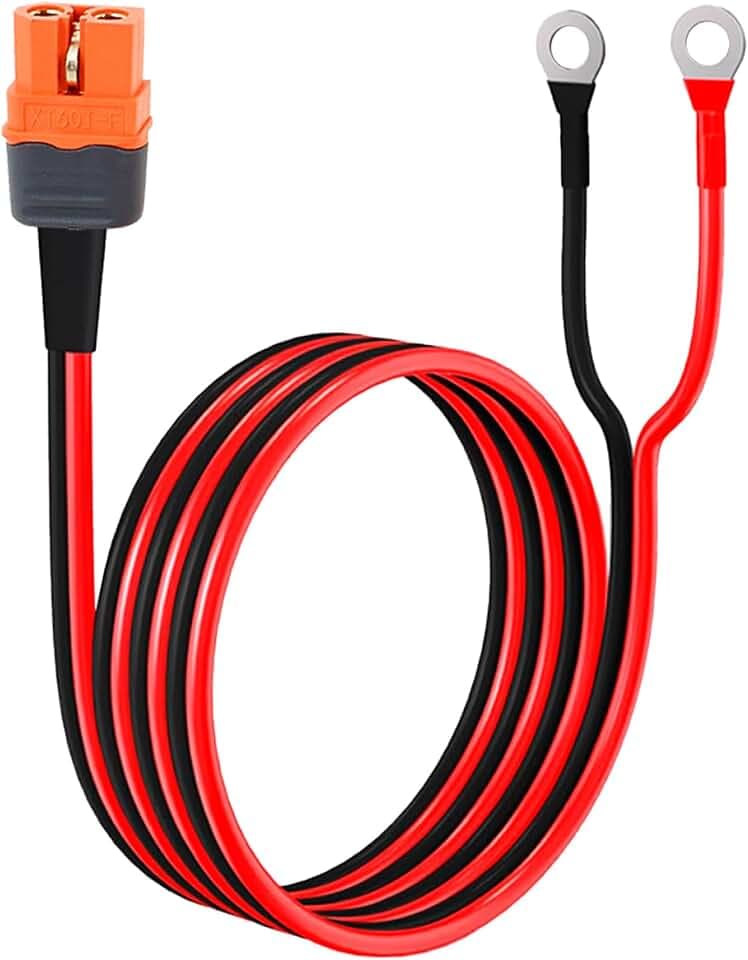 XT60i to O Ring Terminal Cable, 5FT 10AWG Extension Cable XT60i Female to O Ring Connector, Solar Connector Adapter Wires, Versatile Safe Protective for Industry Electric Vehicle Equipment
