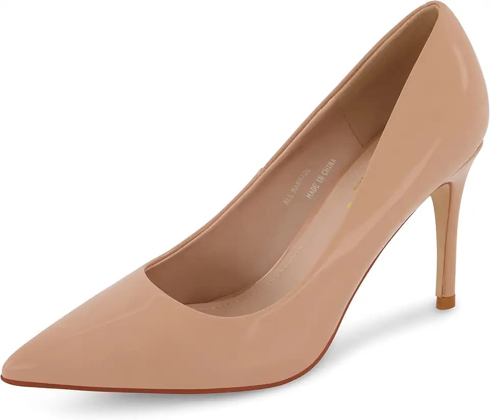 CUSHIONAIRE Lola Dress Pump Heels for Women, Classic Pointed Toe High Heels with Soft Memory Foam and Durable Outsole