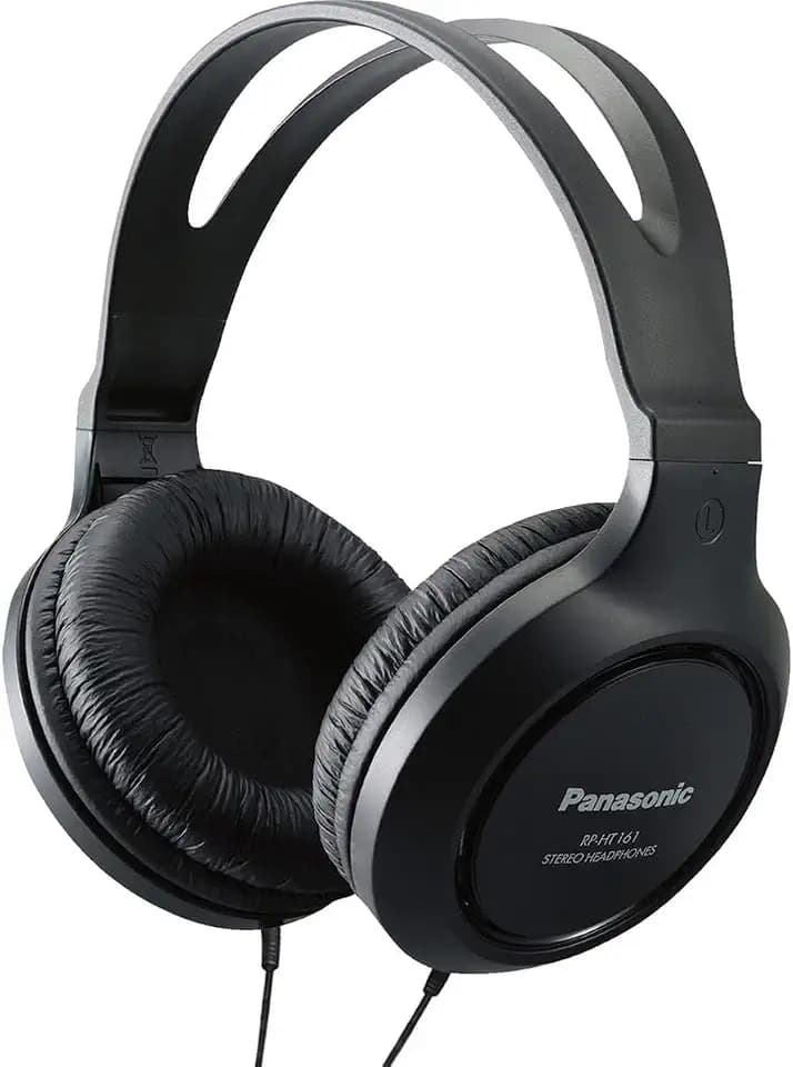 Panasonic Headphones, Lightweight Over The Ear Wired Headphones with Clear, Sound and XBS for Extra Bass, Long Cord, 3.5mm Jack for Phones and Laptops – RP-HT161-K (Black)