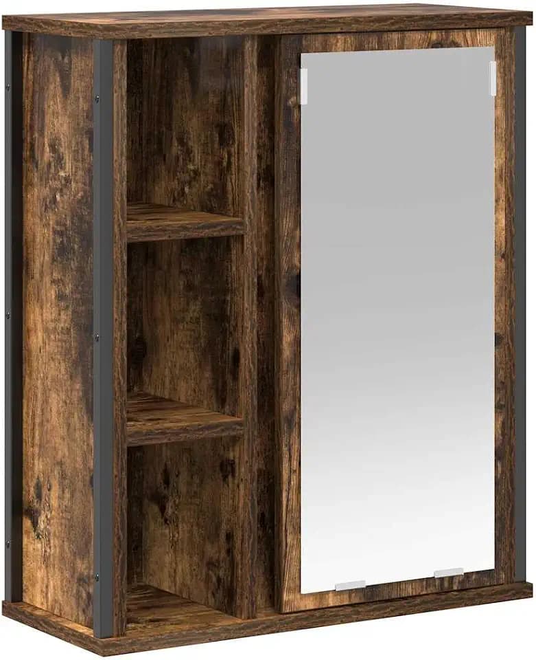 vidaXL Bad-Wandschrank mit Spiegel Räuchereiche 50x21x60 cm