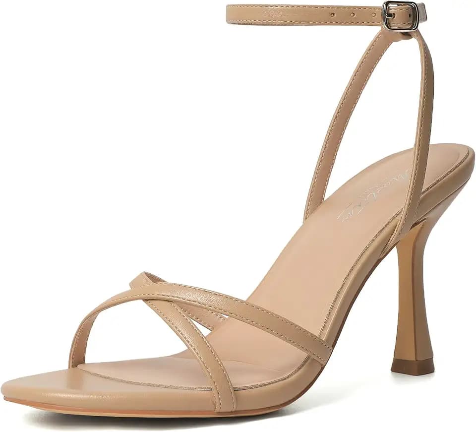 Mostrin Strappy Heels for Women Ankle Strap Heels Women's Heeled Sandals for Party Prom Wedding