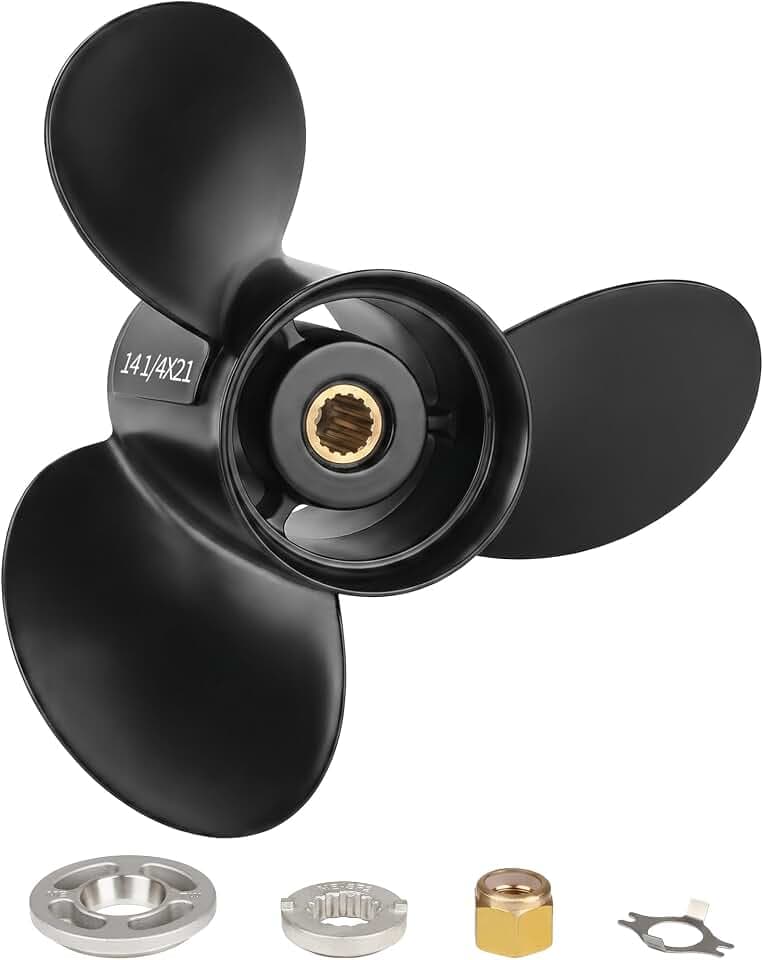 OULEME Aluminum Boat Propeller, 14 1/4 x 21, 14 1/2 x 19, 15 1/4 x 15, for Mercury/Mercruiser Alpha One Outboard 135-300 HP Motors, 15 Tooth Spline, 3-Blade, RH