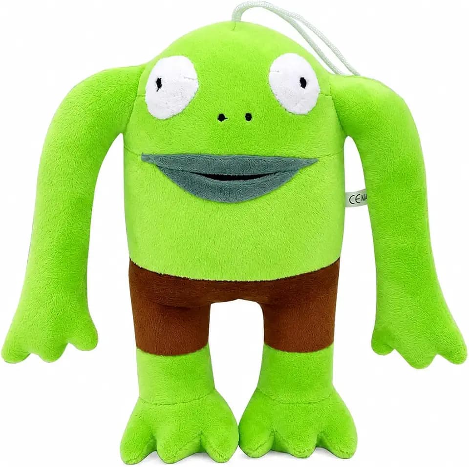 Big Green Smiling Creature Plush Collectible Figure, Approx. 9.4 Inch Soft Funny Plushie Sculpture for Adult Collectors, Desk Decor, Room Accent & Gift