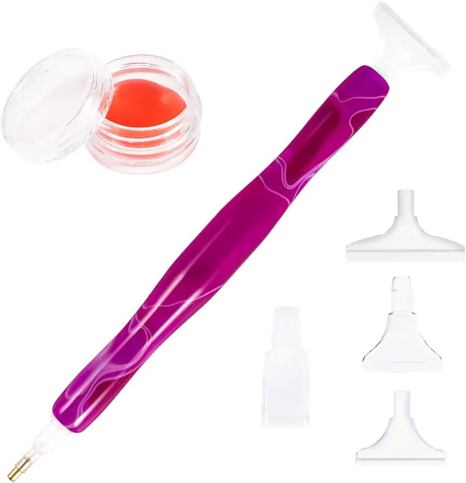 Diamond Painting Pen, Handmade Resin Diamond Painting Pens with Glue Clay and Various Tips, More Comfortable and Faster, 5D Diamond Painting Tools for Diamond Paintings Hobby (Purple)