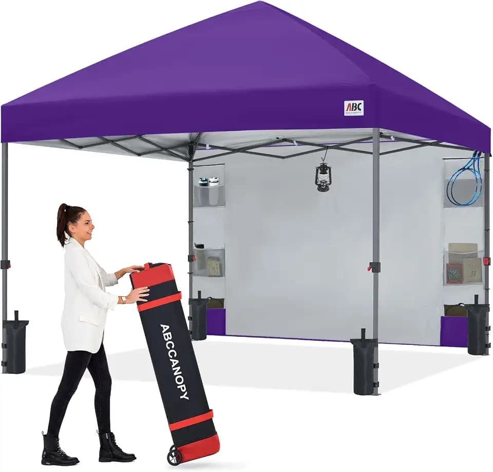 ABCCANOPY 10x10 Heavy Duty Pop Up Canopy Tent with Storage Sidewall, Purple