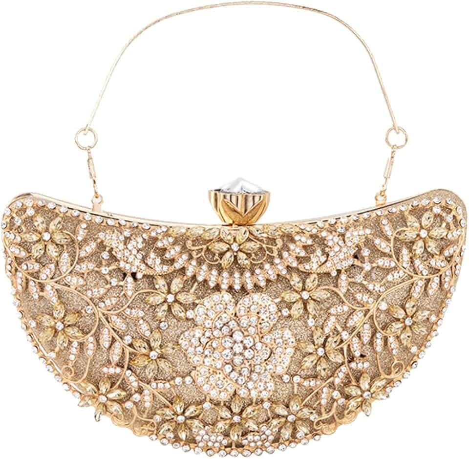 CORIOS Damen Strass Clutch Diamant Abendtasche Glitter Kristall Handtasche Pailletten Hochzeit Brautbörse Klein Tasche Elegant Schultertasche Glänzend Umhängetasche Gold