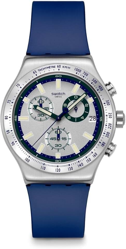 Swatch Skin Irony Unisex Casual Watch Stainless Steel Blue Quartz Water Resistant Blue Reflective