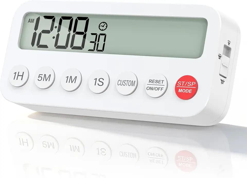 Küchentimer Magnetischer Timer mit Stoppuhr 99 Minuten 59 Sekunden Digitaler Timer zum Kochen Kindertimer Für Schule, Büro, Sport, Hautpflege Freizeit Lautstärke einstellbar, Weiß