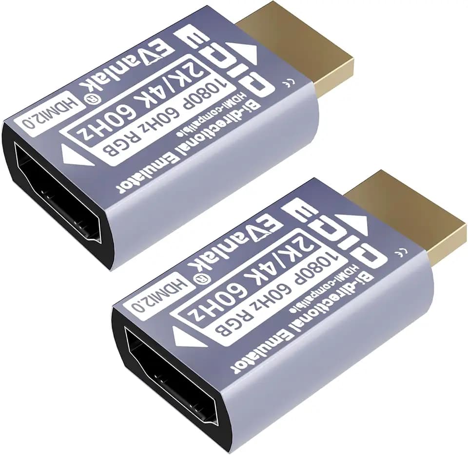 EVanlak HDMI Passthrough EDID Emulator Adapter - Virtual Monitor Headless Ghost Display, 1080P to 4K at 60Hz, Bi-Directional Auto-Detection, 2 Pack
