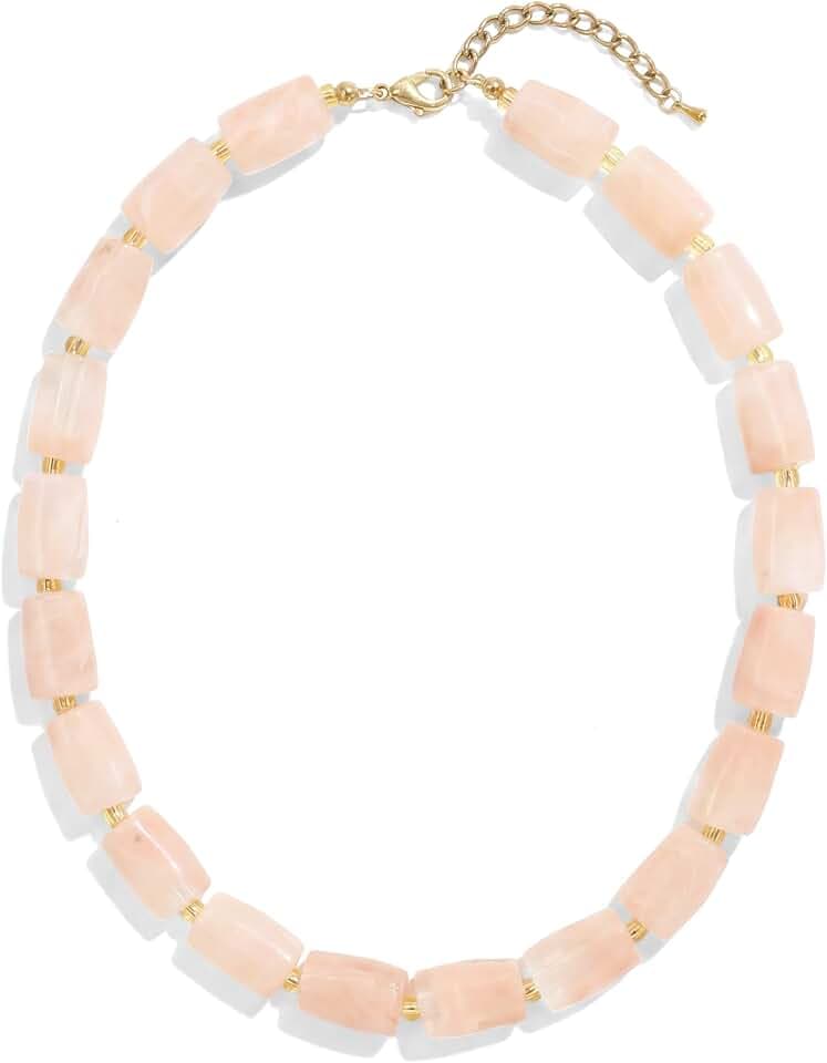 Joya Love Chunky Resin Beaded Necklaces for Women Trendy Pillar Bead Necklace Boho Statement Choker