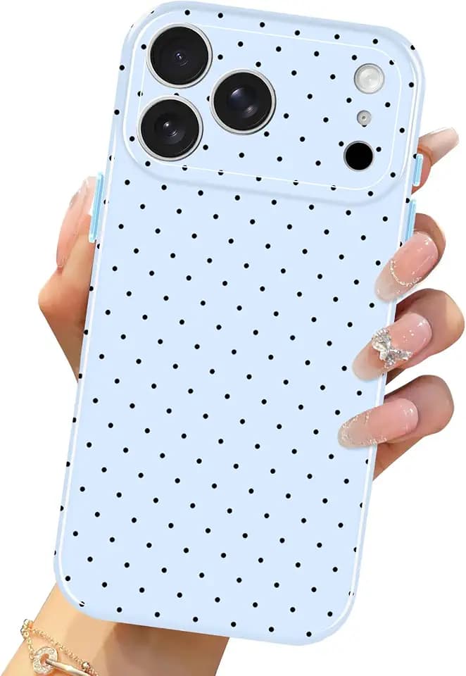 For iPhone 18 Pro Case / iPhone 17 Pro Case Cute Polka Dot Cover, Blue