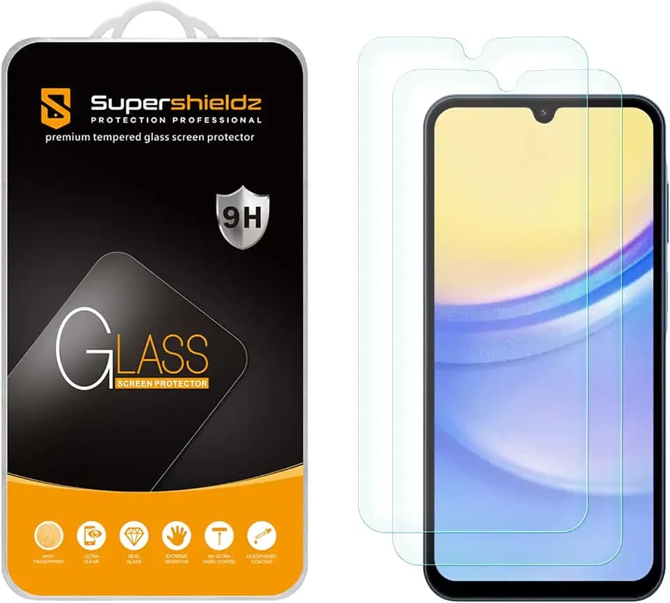 Supershieldz (2 Pack) Designed for Samsung Galaxy A15 5G Tempered Glass Screen Protector, Anti Scratch, Bubble Free