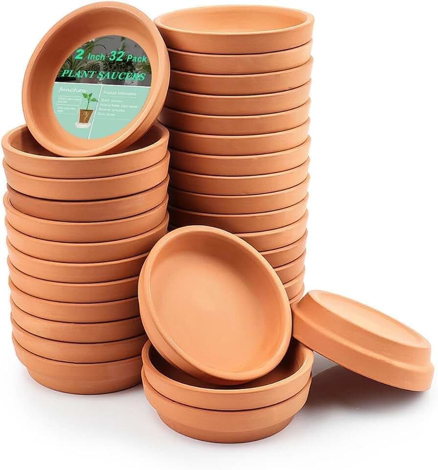 vensovo 2 Inch Terracotta Plant Saucers, 32 Pack Mini Clay Pot Trays