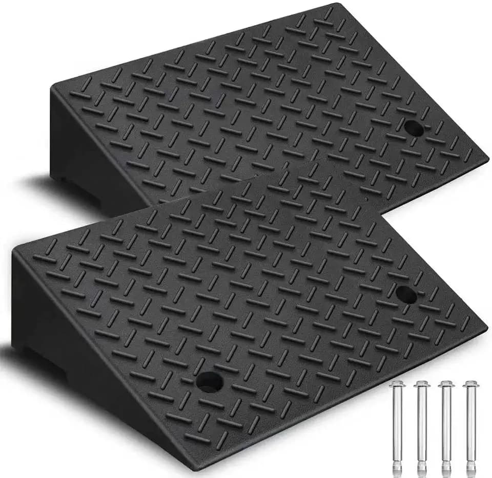 Rubber Curb Ramp,2 Pack,5" Rise Height,for Cars, wheelchairs.