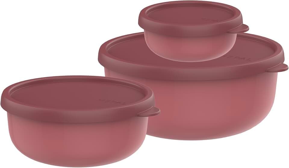 Mepal - Mikrowellengeschirr set 3-teilig Lumina - Frischhaltedosen mit Deckel für Kühlschrank, Gefrierschrank, Dampfgarer & Mikrowelle - Aufbewahrungsbox - 250 + 750 + 1500 ml - Vivid mauve
