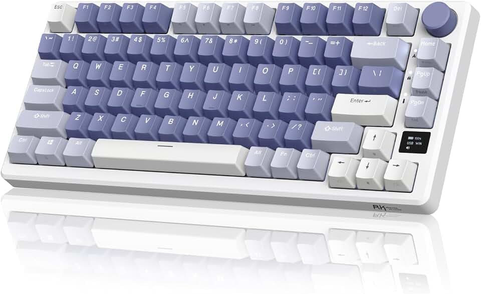 RK ROYAL KLUDGE M75 Mechanical Keyboard with OLED Smart Display and Volume Knob, 2.4G/USB-C/BT Gasket Mounted 75% Layout Wireless Gaming Keyboard with 81 Keys, RGB Backlit Hot-Swappable Red Switch