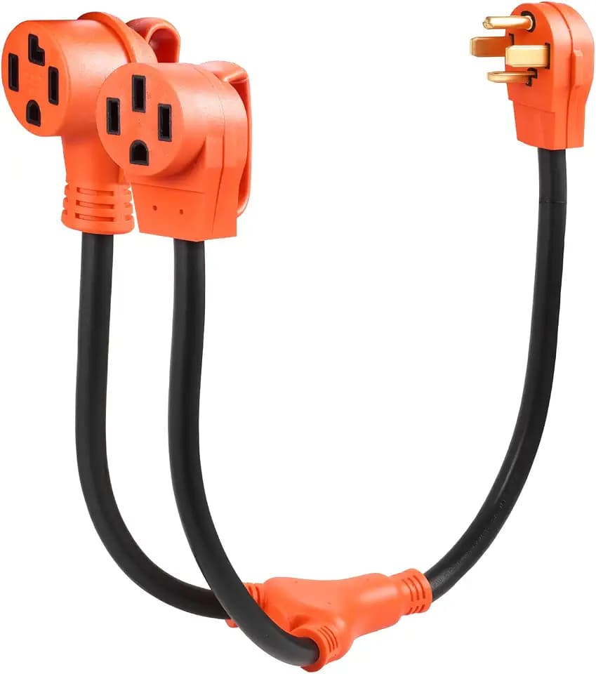 VEVOR Y Splitter Adapter, 30 Amp, 4 Prong Outlet 240 Volt Dryer to EV Charger Adapter, NEMA 14-30P to 14-30R/14-50R, with Grip Handle, Heavy Duty 10 AWG STW Wire, for EV Charger Dryer RV