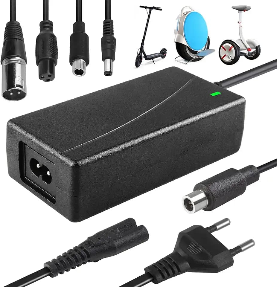 Ladegeräte für Scooter, 42V 2A AC E Scooter Ladekabel, Hoverboard Ladekabel, E Scooter Ladegerät für Elektrofahrräder, mit 4 Anschlüssen, für Hoverboard, Elektroroller (EU)