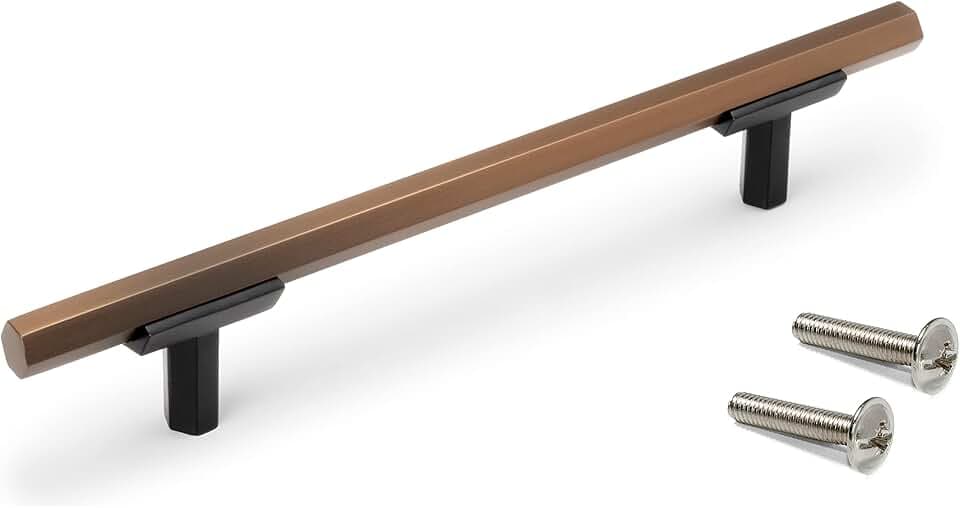 Emuca - Möbelgriff Riad, Achsabstand 128 mm, L 168mm, Bronze, Aluminium, 5 St.