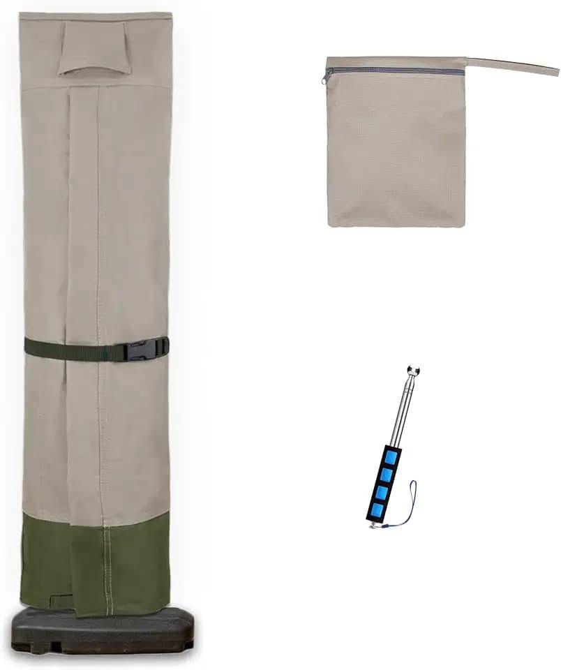 Rachmi 600D Extra-large Cantilever Offset Umbrella Cover 14-16 Ft, Khaki