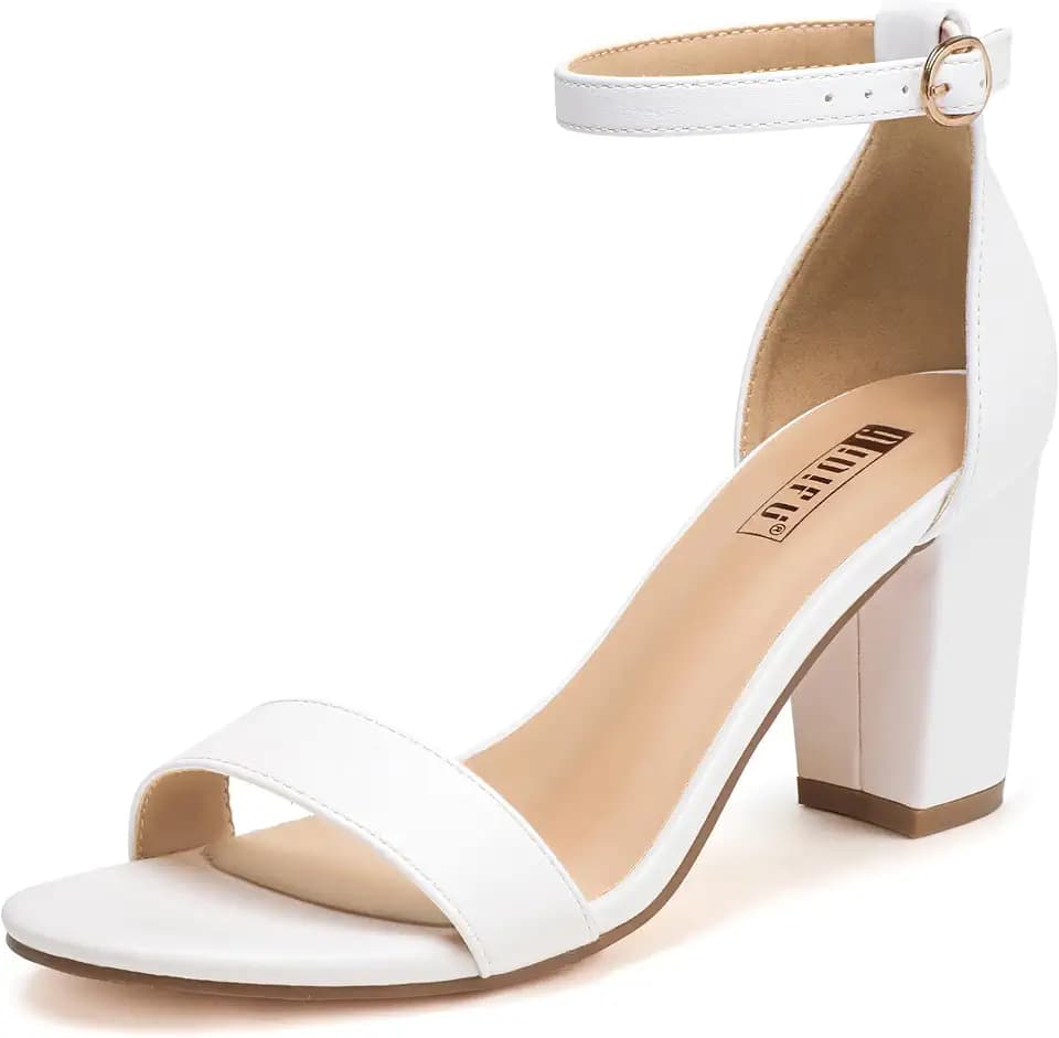 IDIFU Women's 3 Inch Block Chunky Open Toe Heels Ankle Strap Heeled Sandal