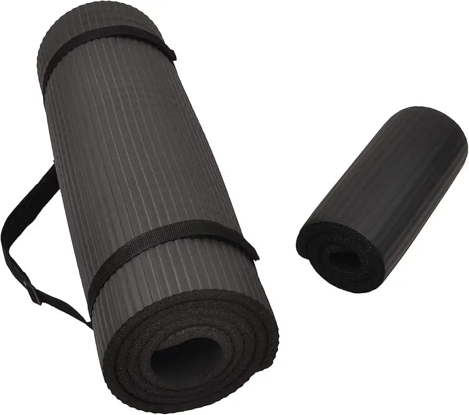 Fitvids All Purpose 1/2-Inch Extra Thick High Density Anti-Tear Exercise Yoga Mat and Knee Pad with Carrying Strap, Multiple Colors