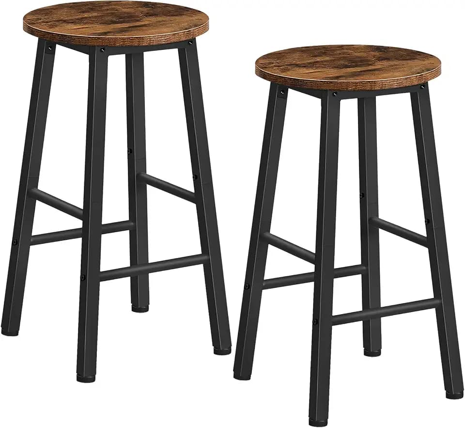 HOOBRO Barhocker 2er-Set, Barstühle, Küchenstühle, geeignet für Esszimmer, Küche, Bartheke, robust und stabil, Industrial Style, Vintagebraun-Schwarz EBF07BY01G1