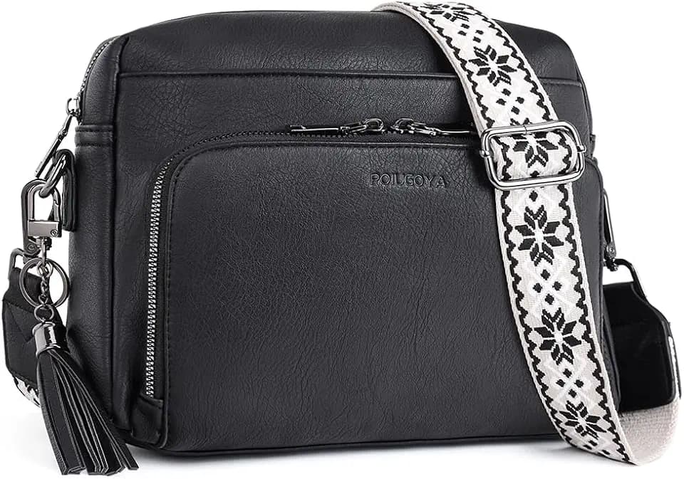 POIUGOYA Leather Crossbody Bag for Women Travel Purse Built-In RFID Wallet