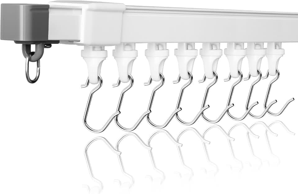 Verstellbare Deckenvorhangschiene 130–240 cm | Vorhangschiene 1 läufig mit stummen Rollen, Raumteiler für Dusche & Erker | Ideal für Fenster, Wohnzimmer & Trennvorhänge