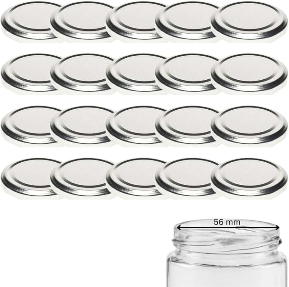 mikken 20 Deckel TO 66/6,9 cm für Gläser Twist-Off Ersatzdeckel Schraubdeckel für Marmeladengläser, Sturzgläser und Einmachgläser Silber