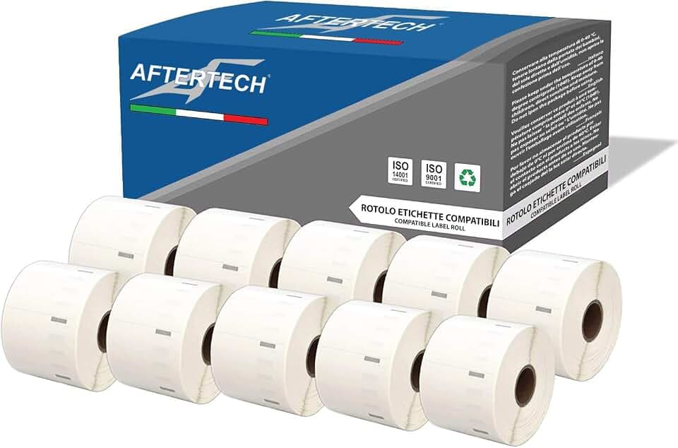 Aftertech 10 x 11354 57 x 32 mm Rollen kompatible Klebeetiketten (1000 Etiketten/Rolle = 10000 insgesamt) für Dymo LabelWriter Seiko SLP Etikettiermaschinen Drucker S0722540 10x11354