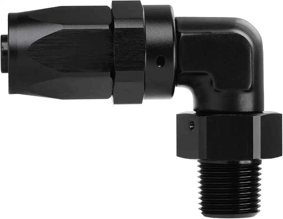 3/8 NPT Male to 8AN Hose End Fitting Adapter 90 Degree Aluminum Black