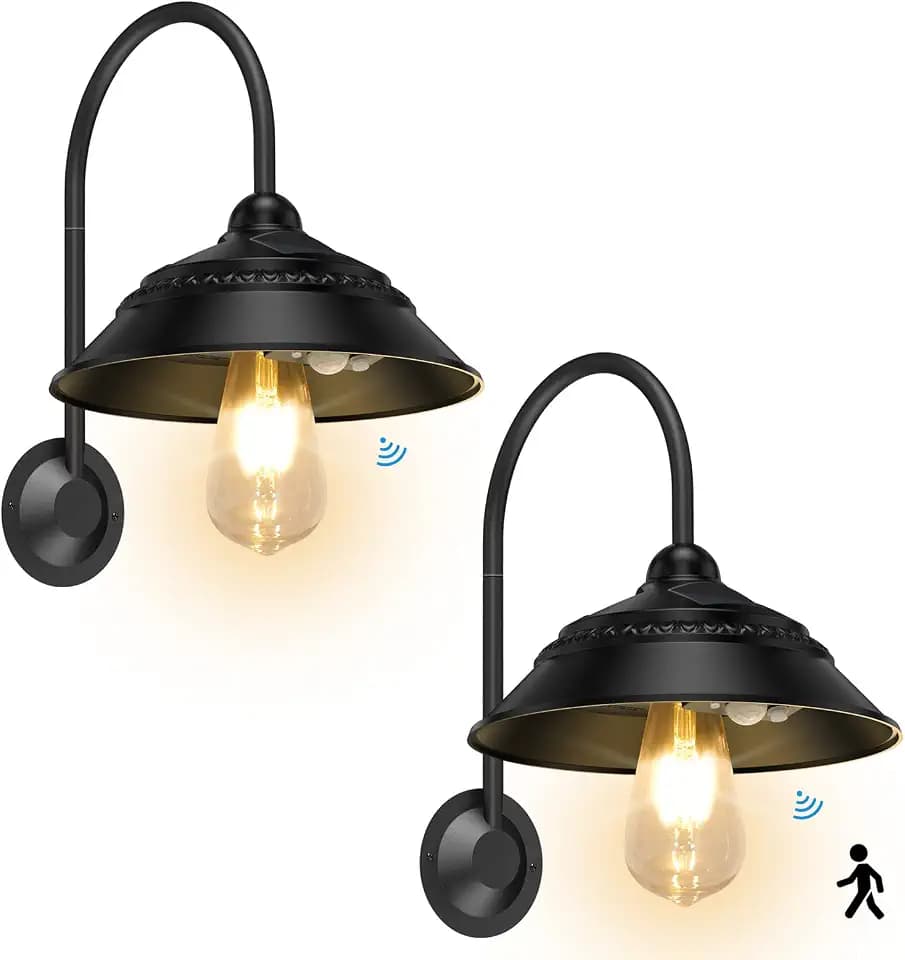 Solar Barn Lights Outdoor, Vintage Rustic Solar Chicken Coop Light with 3 Lighting Modes & Motion Sensor, Waterproof Outdoor Wall Mount Light for Barn, Shed, Chicken Coop