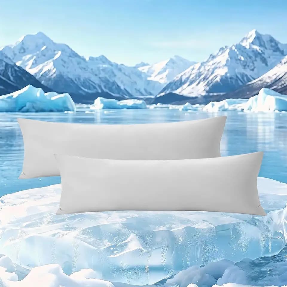 Soifox Kühlender Seitenschläferkissen Bezug 2er Set - 40x145 Kissenbezug mit Q-Max>0.45 Arc-Chill, Atmungsaktiv und Weiche mit Reißverschluss, Cooling Pillowcases Schont Haut und Haar, Grau