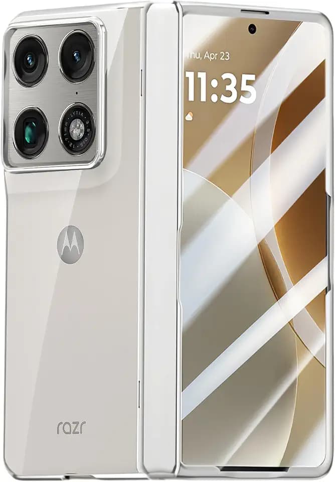 for Motorola Razr Fold Slim Case, Full Coverage Hinge Protection Cover Shockproof Built in Screen Protector Anti-Yellow Clear PC Back Thin Phone Case for Moto Razr Fold 5g 2026 Silver