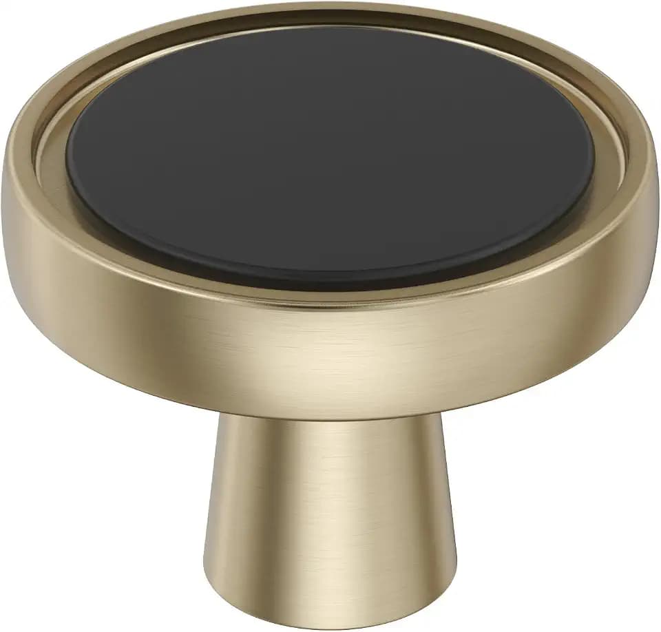 Amerock 1-3/8" Round Mergence Matte Black/Golden Champagne Cabinet Knob