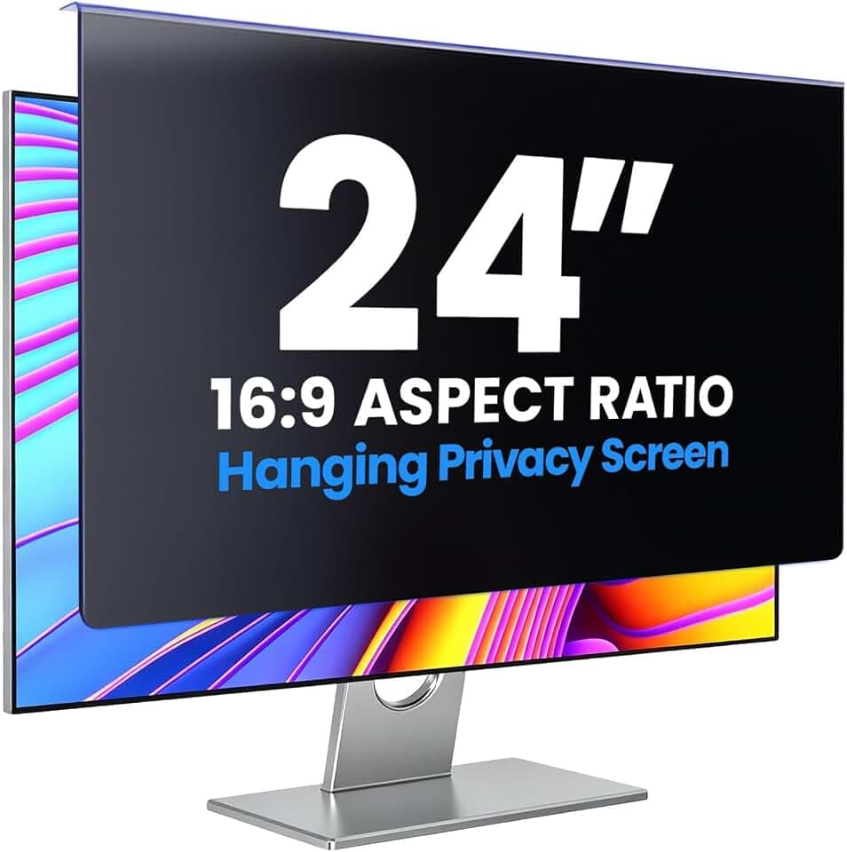 Computer Privacy Screen Filter 24" Hanging Privacy Screen Protector Compatible Widescreen Computer Monitor with Aspect Ratio 16:9,Anti-Glare Privacy Screen Protector for 23.6" 23.8" Monitor