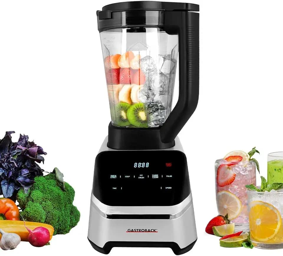 GASTROBACK Standmixer Hochleistungsmixer 2000 Watt - 2L Tritanbehälter, 40.000 UPM, 7 Programme (Suppenkocher, Smoothie, Eiswürfel) - Profi Mixer Smoothie Maker, Food Processor und Blender in einem