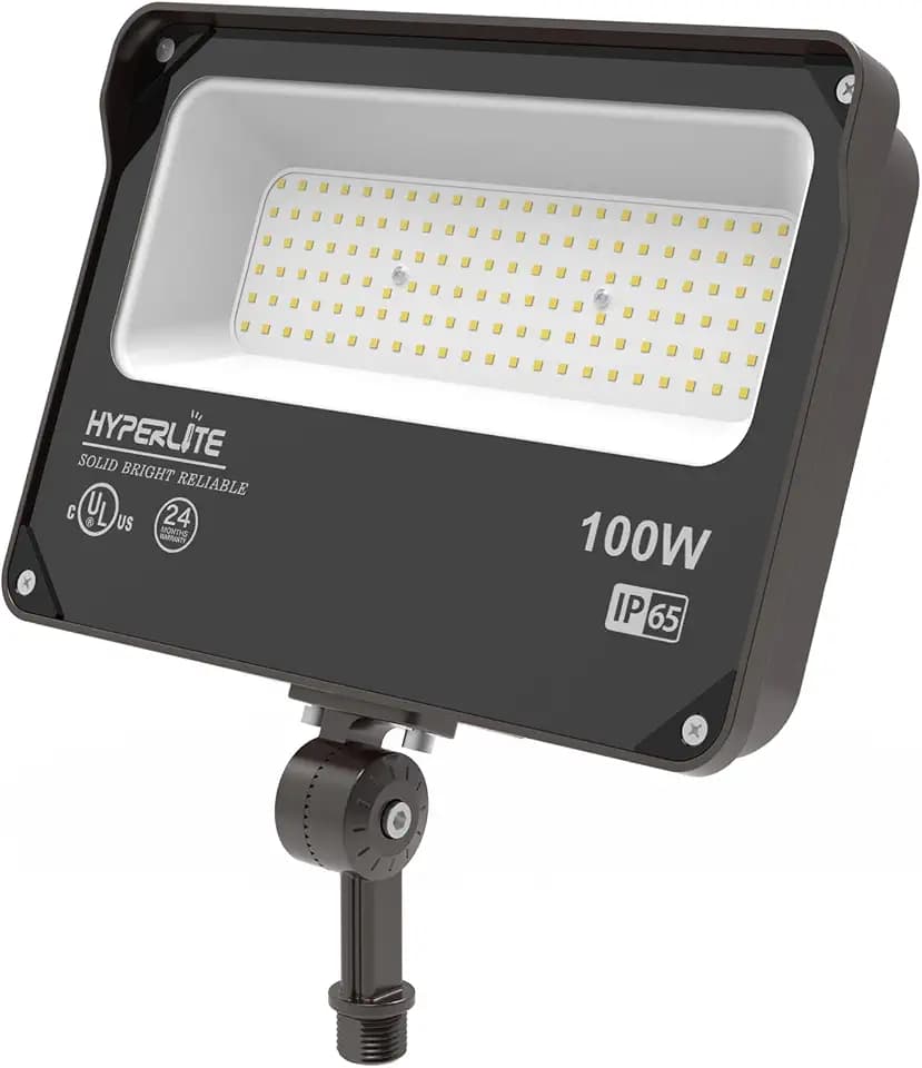 HYPERLITE LED Flood Light 100W 11000LM, 5000K Flood Lights Outdoor with Knuckle Mount, IP65 Waterproof Flood Lights for Yard,Garden,Playground UL Certified