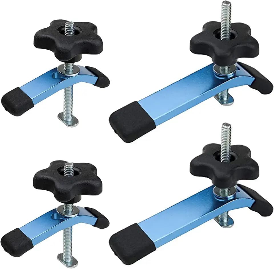 POWERTEC 71863 T-Track Hold Down Clamp Set, 5-1/2" L x 1-1/8" W and 3-5/8" L x 3/4" W, 2 of Each, 4 PK