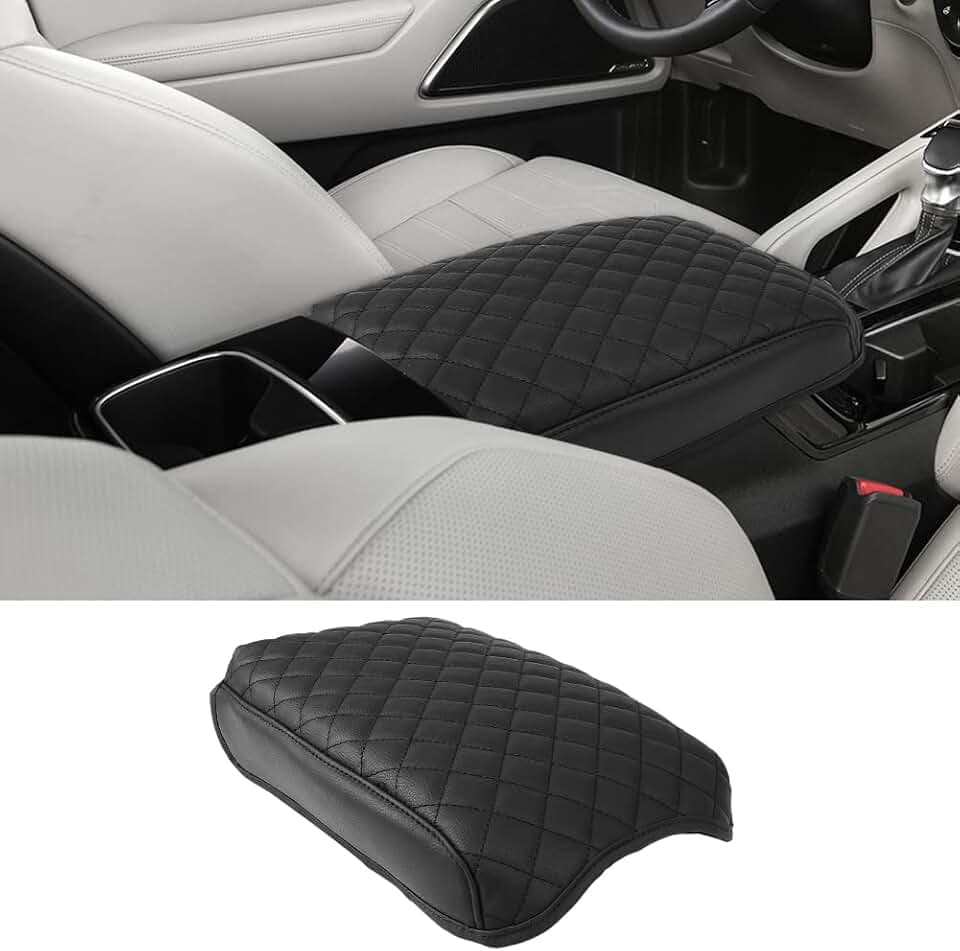 sportuli Center Console Cover Anti-Scratch Leather Armrest Cushion Compatible with 2020 2021 2022 2023 2024 Kia Telluride Accessories (Black)