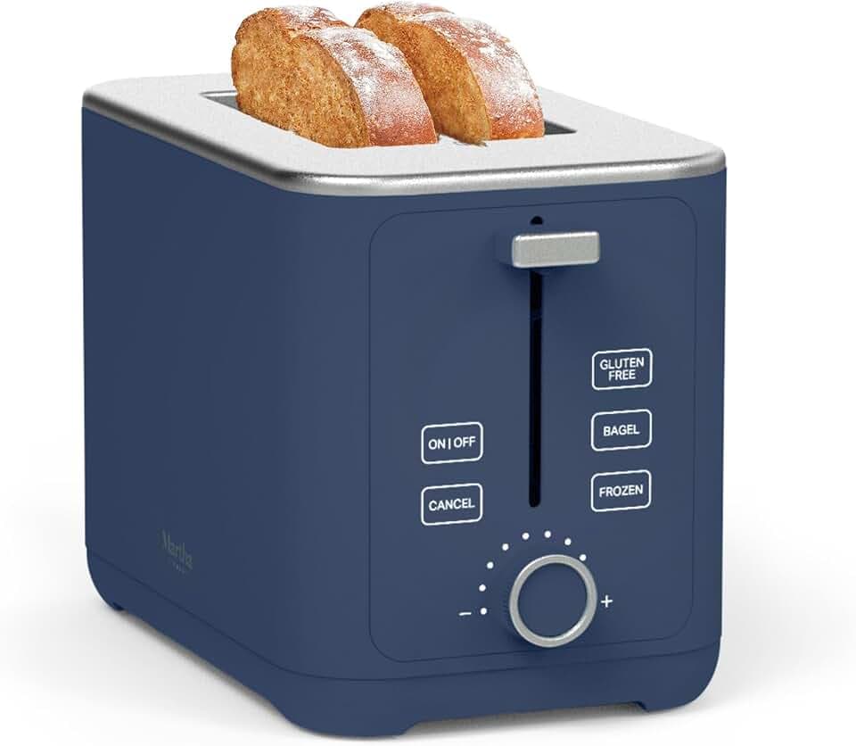 Martha Stewart 2-Slice Toaster, 3 Presets & 10 Shade Settings, Indigo Blue