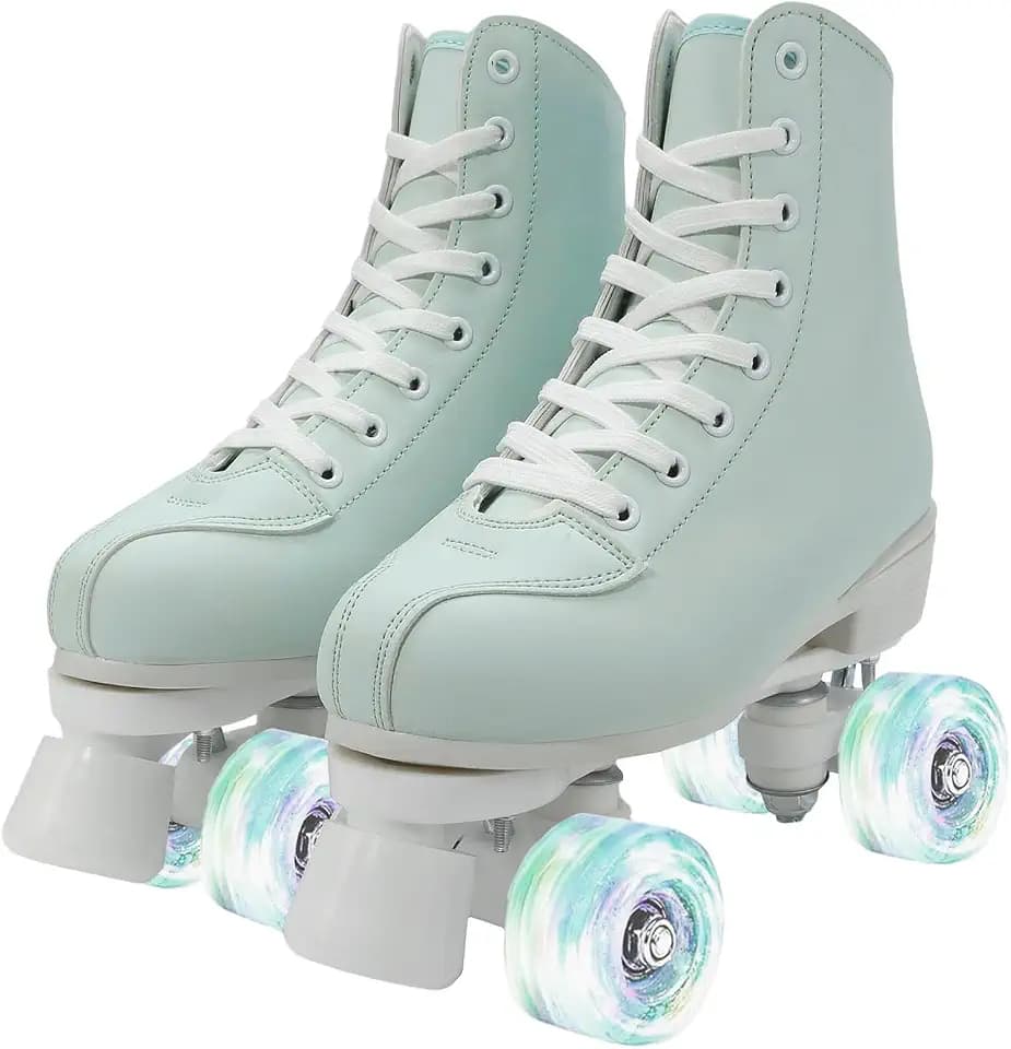 Jessie Women's & Men's Zebra Printed High-Top Roller-Skates, Four-Wheel Shiny Roller-Skates for Adult Youth Outdoor, with Shoes Bag