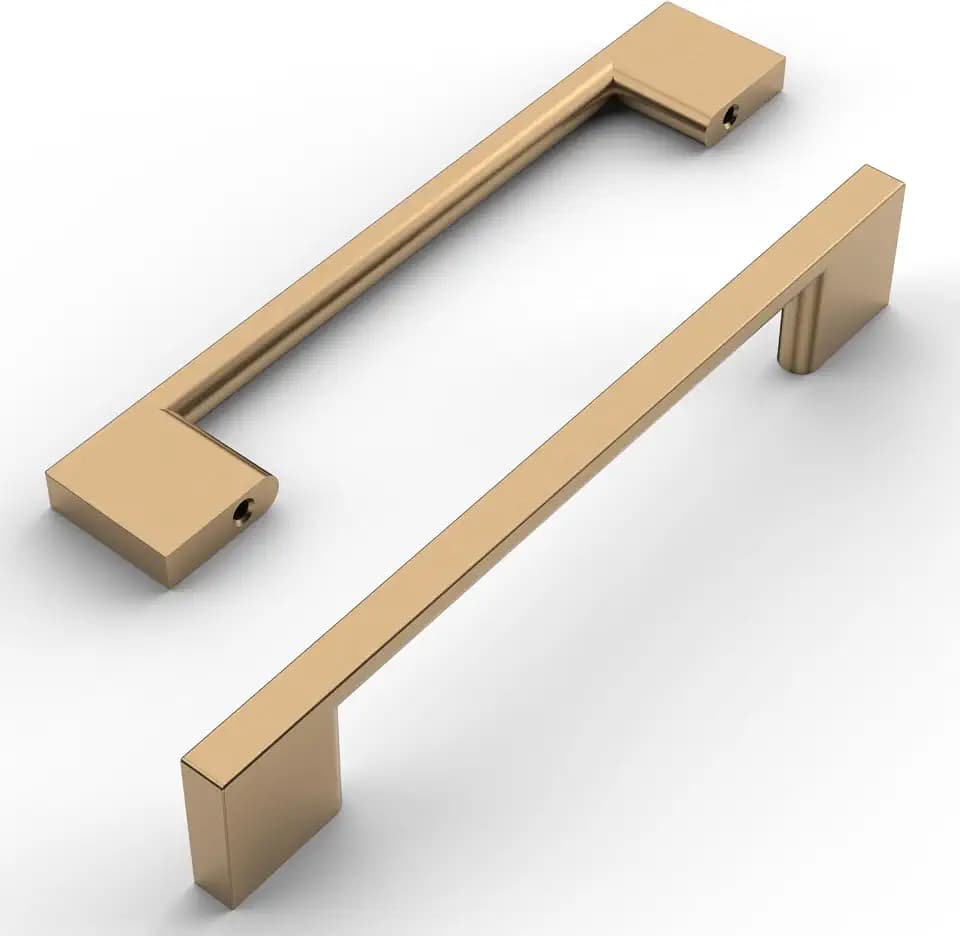 Amerdeco 10 Stück Möbelgriffe Champagner Gold, 128mm Lochabstand, Aluminiumlegierung Schubladengriffe & Schrankgriffe für Küchenschränke & Kleiderschränke UK0035