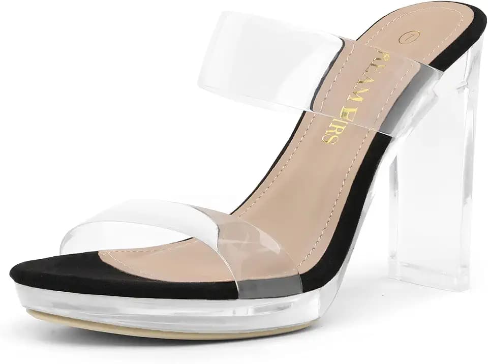 DREAM PAIRS Women's Clear Strap Open Toe High Heels