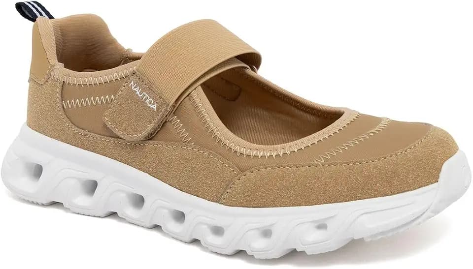 Nautica Women’s Ballet Flat Sneaker, Mary Jane Style Walking Shoe with Athletic Comfort Sole, Everyday Casual Footwear