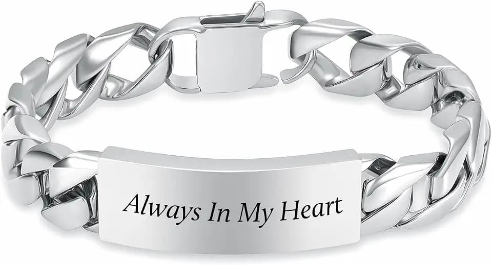 zeqingjw Men Urn Bracelet for Human Ashes Stainless Steel Cremation Jewelry Cuban Link Bangle for Ashes Keepsake Memorial Ash Holder Urn Keepsake Bracelet