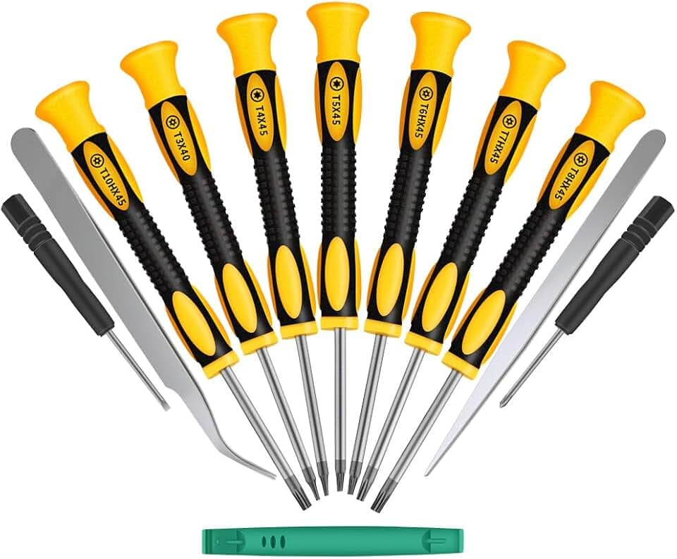 12 in 1 Schraubendreher Torx-Spiele mit Stern T3 T4 T5 T6 T7 T8 T10 Schraubendreher, Pinzette aus Edelstahl und Philip Schraubendreher Satz Fügemesserkopf